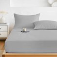 thumbnail image 6 of Twin Sze Fitted Sheet Set - Grey 2 Piece Bedding Sets 16" Deep Pocket Fitted Sheet with 1 Pillowcase, Farmhouse Solid Gray Color Modern Art Brushed Microfiber Hotel Luxury Bed Sheets, 6 of 9