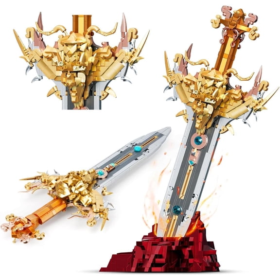 King's Sword Building Blocks Set for Adults, Legendary Sword Building Kit with a Base for Display, 1142 PCS Classic Toy Weapon Model Collection Gifts for Teens 14 