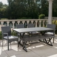 thumbnail image 3 of GDF Studio Dale Outdoor Wicker and Aluminum 6 Piece Dining Set with Bench, Gray and Black, 3 of 13
