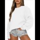 thumbnail image 2 of Sudaderas de Larga para Mujer, Cuello Redondo, Jerséis Holgados, Tops de Otoño M, 2 of 9