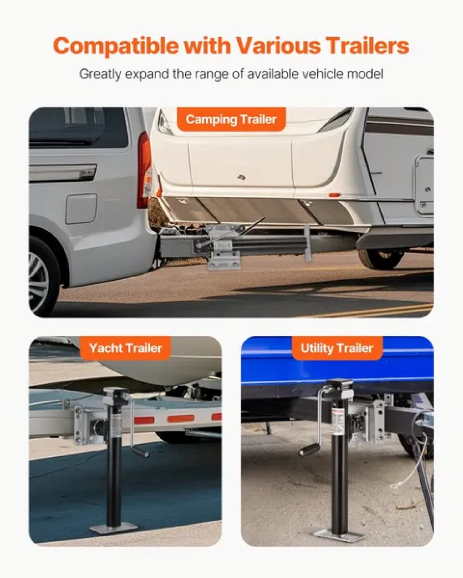 Trailer Jack, 5000 lbs Dynamic Load Capacity, Heavy Duty Swivel Bolt-on Trailer Jack, 14.3" Lift Trailer Jack Stand with Handle for RV Trailer, Horse Trailer, Utility Trailer, and Yacht Trailer