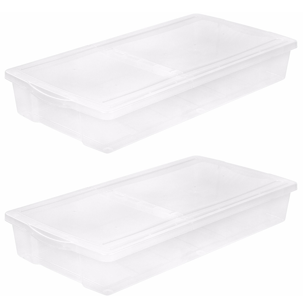 Storage Box With Hinged Lid IRIS USA 100501 58 Quart Plastic Underbed Storage Box with Hinged Lid