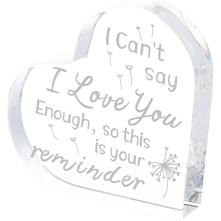 Heart Shape Engraved Keepsake Paperweight Gifts for Anniversary Birthday Husband Wife Boyfriend Girlfriend - I Can't Say I Love You Enough So This is Your Reminder Clear