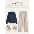 thumbnail image 4 of Eytino Womens Sweater Casual V Neck Long Sleeve Solid Cable Knit Sweater, 4 of 11