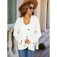 thumbnail image 6 of Women Chunky Knit Sweater Long Sleeve V Neck Button Up Cardigan with Pocket Coat for Fall and Winter White M, 6 of 8