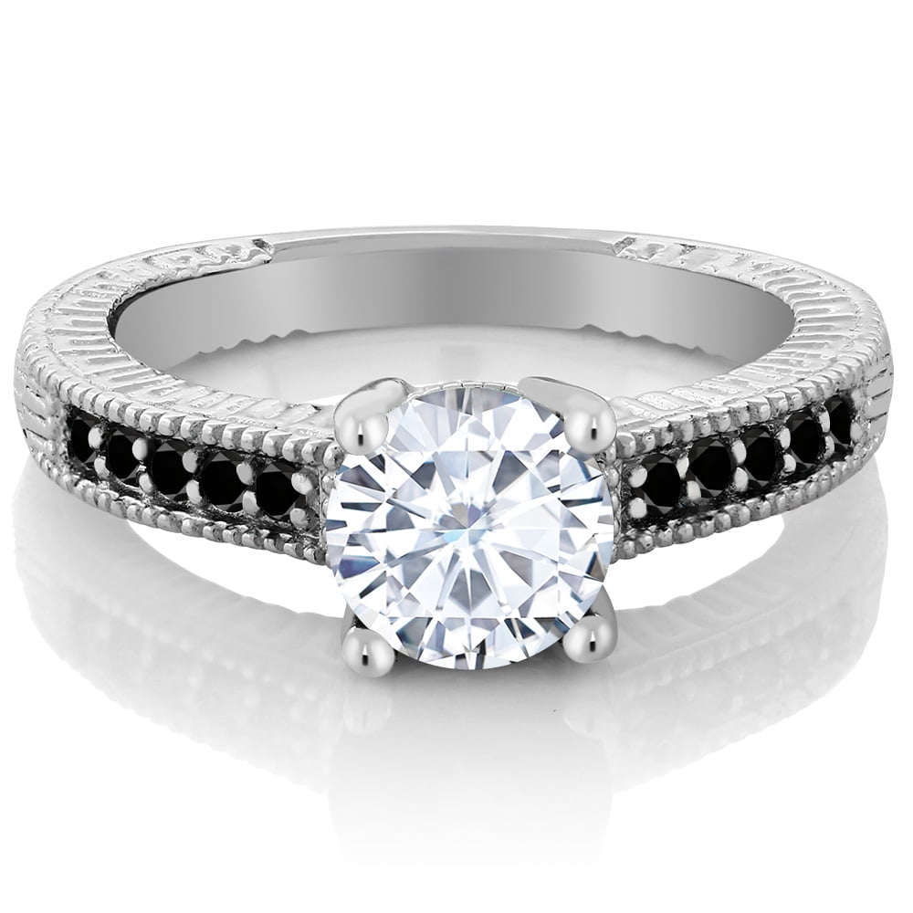 Gray Moissanite Ring 1.27 Ct Engagement Wedding Ring 925 Sterling