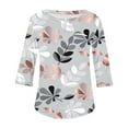 thumbnail image 4 of Sakmal Womens Tops Plus Size Silver Elbow-Length Floral Notch Neck T-Shirts Womens Shirts, 4 of 4