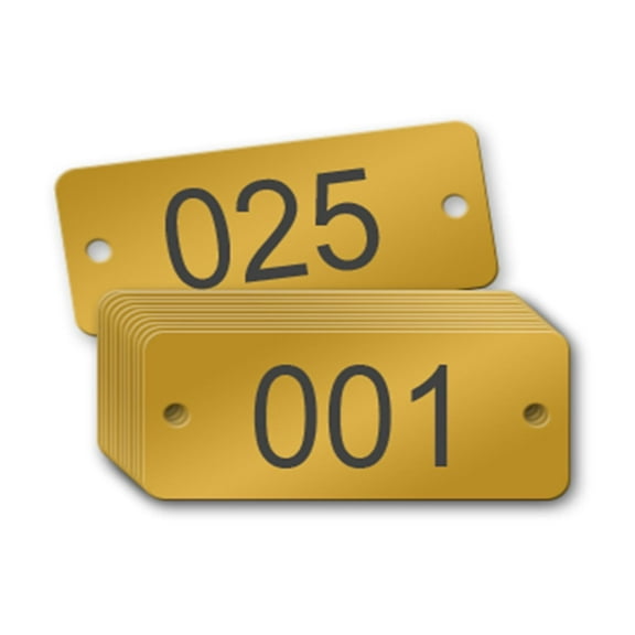 Numbered Rectangle Brass Tags - 2 x 1