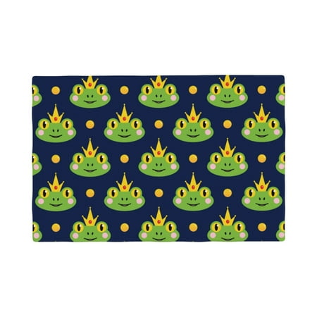 

Placemats Set of 4 Frog prince crowns navyblue Place mats for Dining Table Indoor/Outdoor Cute Heat Resistant Washable Table Mats(18 x 12 )