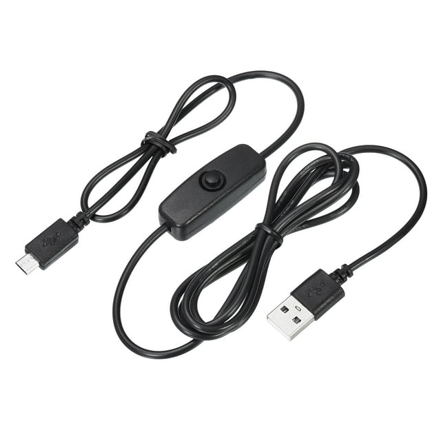 Unique Bargains 150cm USB Mâle à Micro Câble d'Alimentation Mâle USB avec 501 Interrupteur Noir 3Pcs