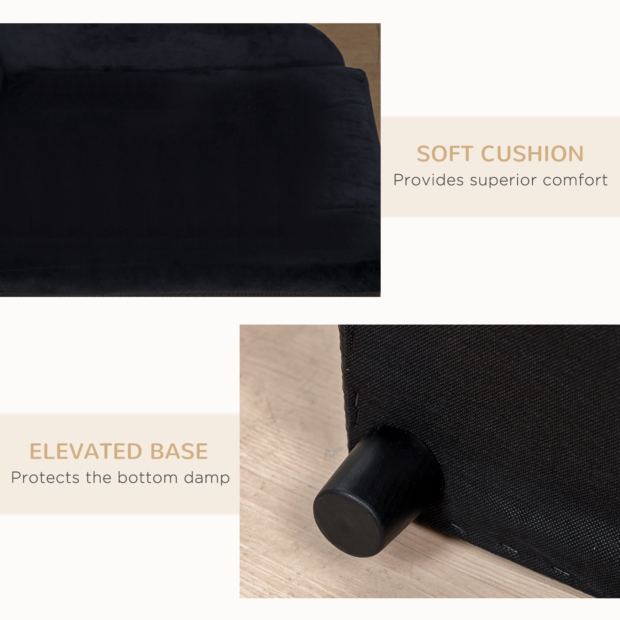 Pet Sofa Dog Sofa for Small Dogs with Storage, Black