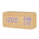 thumbnail image 2 of Reloj despertador LED Mesa de madera Humidómetro Termómetro Control de voz Temporizador de escritorio digital, Madera de bambú Luz azul Advancent HA004025-01, 2 of 6