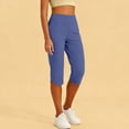 thumbnail image 5 of Women's Capri Golf Trousers Casual Quick Dry UPF 50+ Lightweight Quick Dry 3/4 Cargo Pants Hiking Shorts with Pockets Blue M, 5 of 7