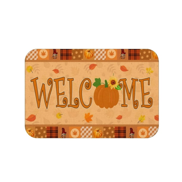 Yhmxh Tapetes absorbentes gruesos para Halloween, Acción de Gracias, Calabaza, Baño, Alfombra no absorbente, Tapetes para puerta de entrada, Tapetes para puerta de baño