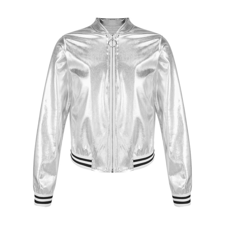 YEAHDOR Kids Girls Metallic 2Pcs Dance Outfit Long Sleeve YEAHDOR Kids Girls Metallic 2Pcs Dance Outfit Long Sleeve