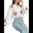 thumbnail image 3 of Cárdigan de Punto Grueso con Cuello en V y Larga con Bordado de Fresas Kawaii para Mujer Fresas Rosadas S, 3 of 7