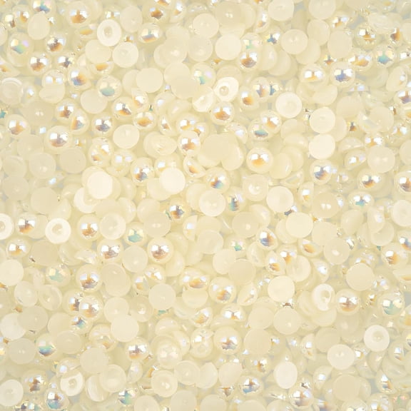 975pcs Crystal Lane DIY 4mm White AB Plastic Half Pearls Flatback Rhinestones Jewels for DIY Crafting Embellishments Gems