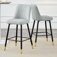 thumbnail image 3 of LUFTUT Bar Stools Set of 2, Counter Height Barstools with Back, Modern Faux Leather Kitchen Stools, 27" Light Gray Barstools with Stable Metal Legs for Small Spaces, Kitchen Island, Coffee Corner, 3 of 7