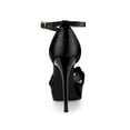 thumbnail image 2 of BLISSFUL STEP Women's Satin Knot Platform Stiletto Heel Sandals Black 6, 2 of 7