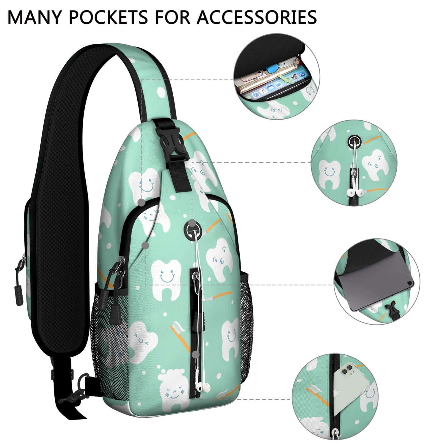 Forest Adorable Pattern Night Travel Chest Bag for Women Men – Partitioned main compartment, Secure zipper pockets, Adjustable shoulder strap – Artistic Pattern Design for Travel, Hiking, Outdoor