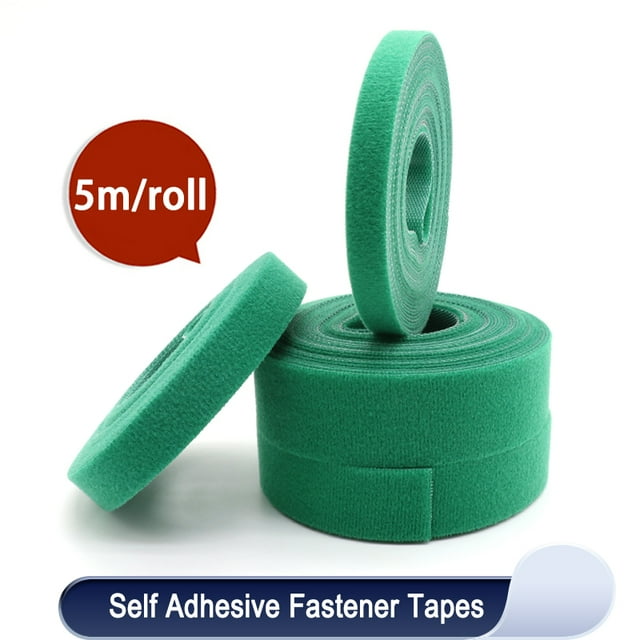 5m/rouleau Attaches de Câble Réutilisables Boucle Ensemble Auto-Adhésif Vert Nylon Sangle Organisateur Clip Support de Fil Gestion Fixation Ruban Largeur 20mm 40 Rouleaux