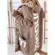 thumbnail image 1 of Suéter de punto de Europa y América de Suxin para otoño e invierno, cárdigan de longitud media para mujer, suéter de punto con capucha y letras con personalidad suelta, 1 of 6