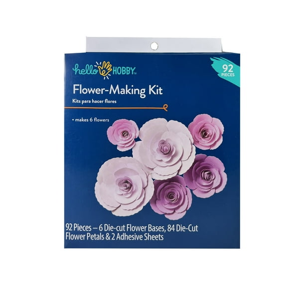 Hello Hobby Pink Lilac Paper Flower Craft Kit, 90 Pieces Adult, Unisex