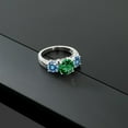 thumbnail image 4 of Gem Stone King 925 Sterling Silver Green Nano Emerald and Persian Blue Moissanite Engagement Ring for Women | 3.25 Cttw | Round 8MM | Gemstone May Birthstone | Size 8, 4 of 4