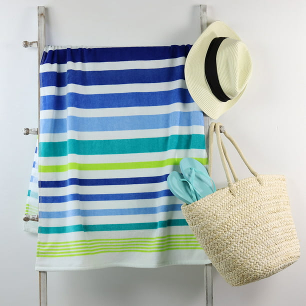 Mainstays Beach Towel, Blue Multi-stripe Print - Walmart ...