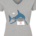 thumbnail image 4 of Inktastic Shark Dinner Women's V-Neck T-Shirt, 4 of 5