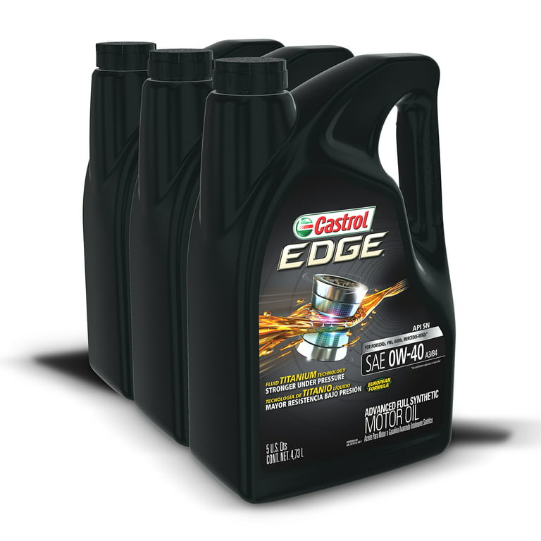 Castrol 03101 Edge 0W-40 A3 B4 Advanced Full Synthetic Motor Oil 5 Quart 3 Pack