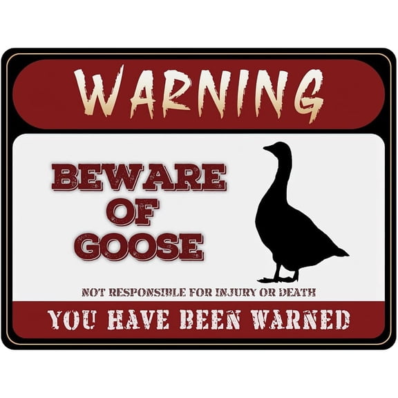 Beware of Goose Sign 8"x12", Pet & Ranch Animal Metal Warning Signs for Home Bar Cafe Club Farmhouse Fence Wall Art Decor