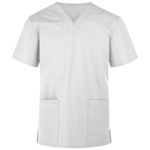 Panda Uniform by HeedFit Women’s V-Neck Scrub Top, Two Patch Pockets, 10XL, White