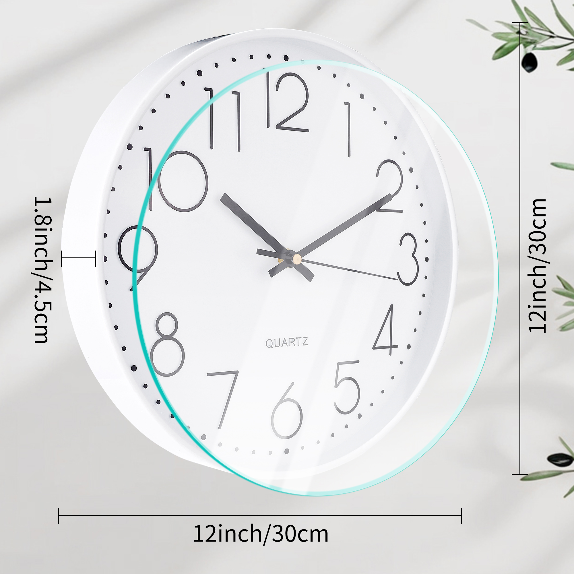 Unique Bargains Silent Non-Ticking Modern Battery Operated Wall Clock White