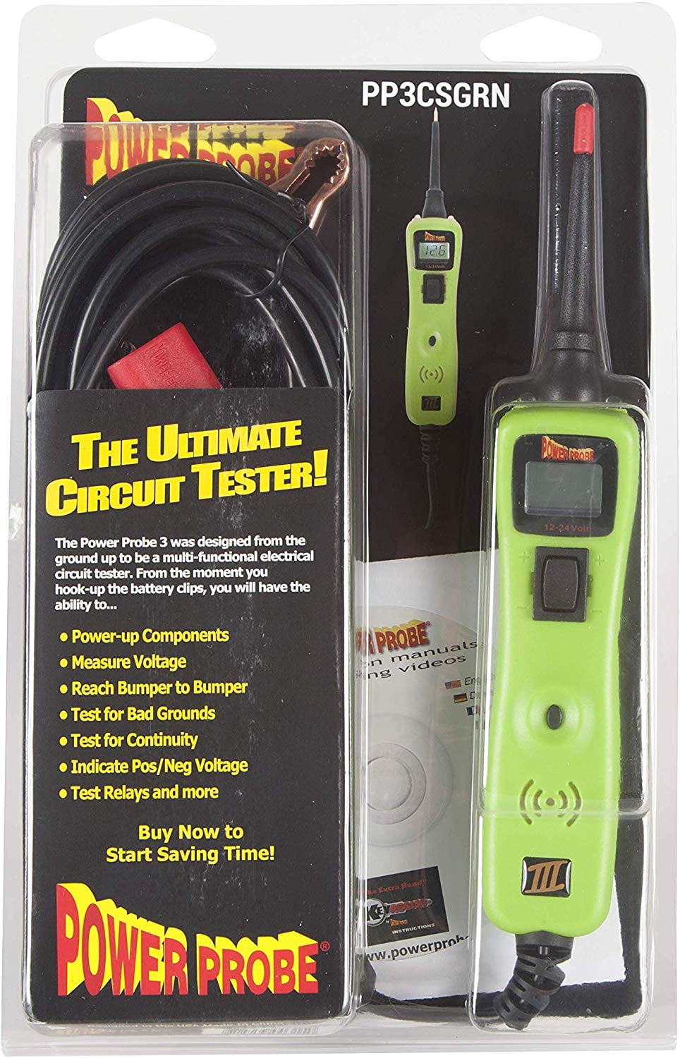 Power Probe III Clamshell Blue PP3CSBLU Car Automotive Diagnostic Test Tool, Digital Volt Meter, AC//DC Current Resistance, Circuit Tester