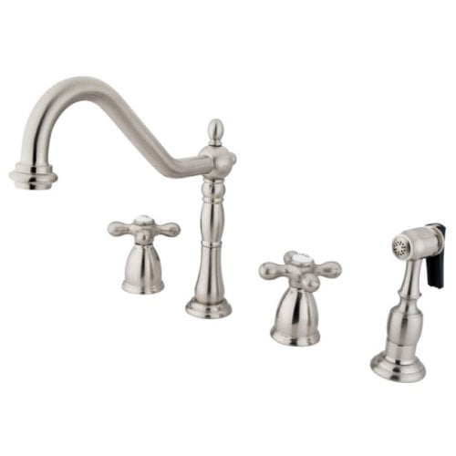 Kingston Brass Heritage 8" Center Kitchen Faucet with Brass Sprayer