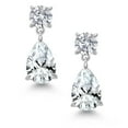 thumbnail image 2 of Gem Stone King 925 Sterling Silver White Created Sapphire and Lab Grown Diamond Earrings for Women | 8.46 Cttw | Gemstone September Birthstone | Pear Shape 12X8MM, 2 of 4