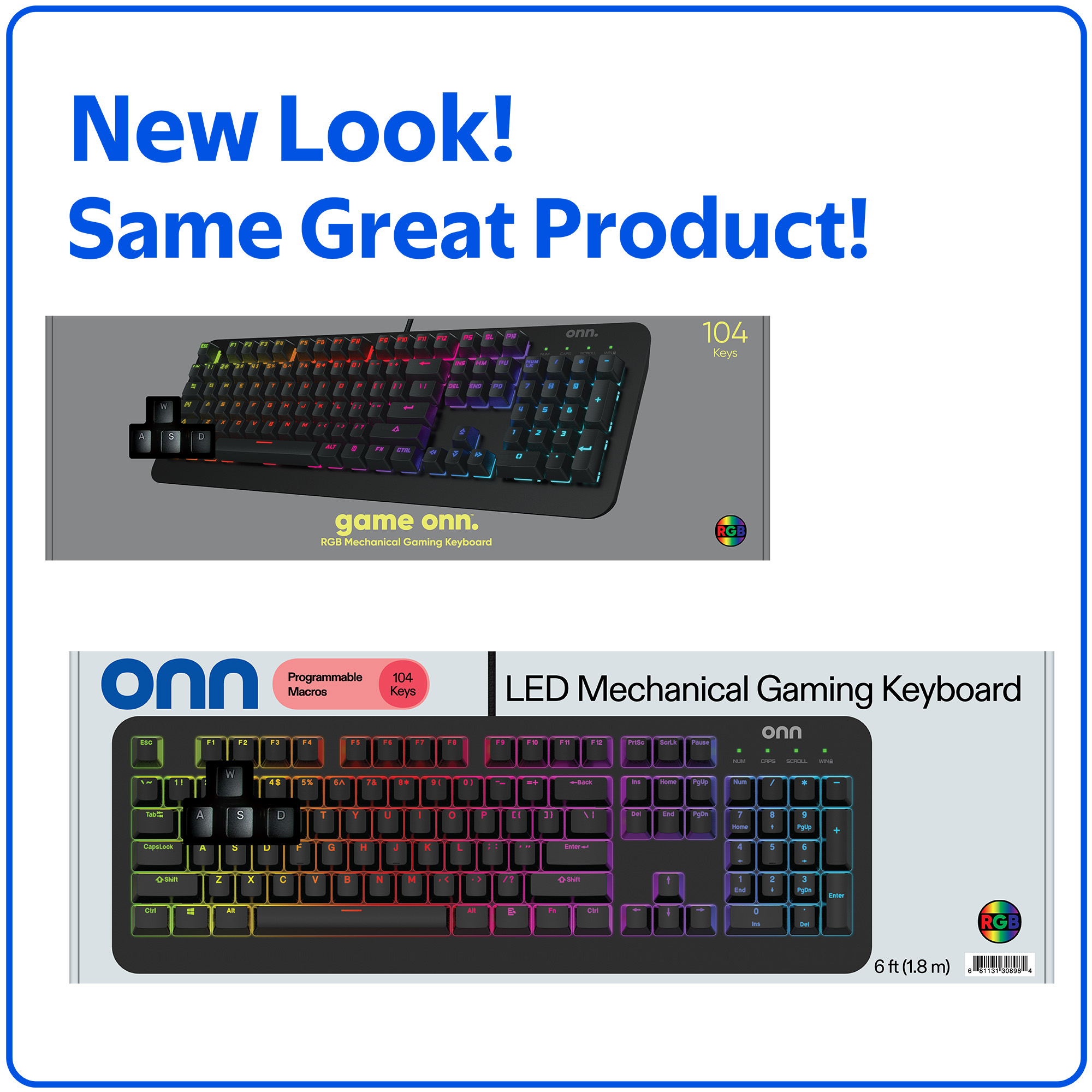 Teclado mecánico gamer onn con interruptores azules y iluminación LED de 16.8M, 104 teclas 3
