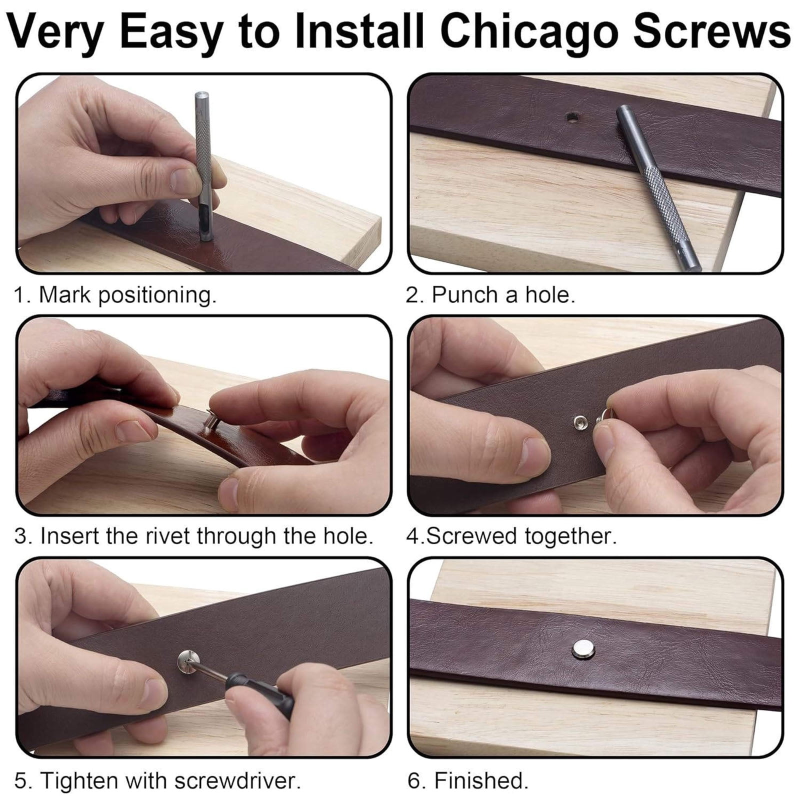 NATEFEMIN Leather Chicago Screws Binding Posts Iron 110 Sets M5 Assorted for Connecting Belts Bags