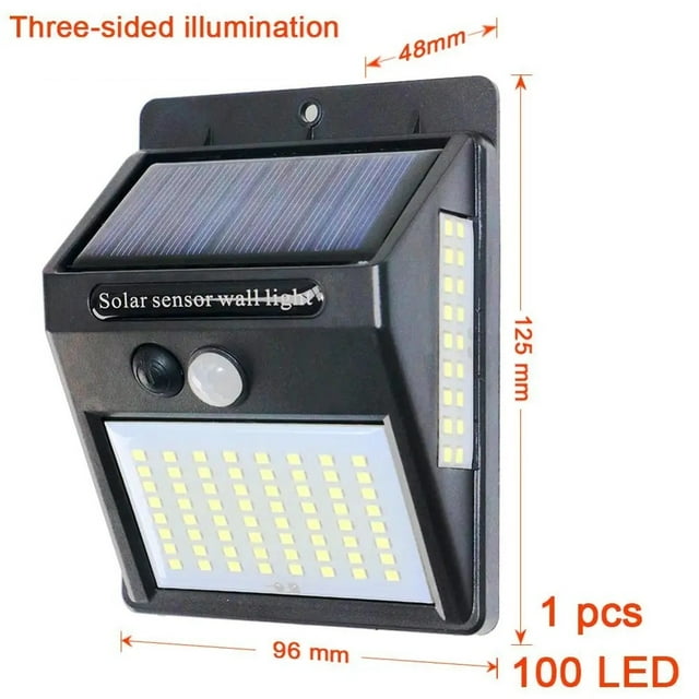 100LED Sunlight control 3 sided Solar Energy Street light Yard Path Home Garden Solar Power lamp Wall Light ,High Bright