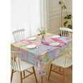 thumbnail image 2 of Colorful Easter Rectangle Tablecloth, Spring Watercolor Bunny Egg Flower Wood Grain Waterproof & StainResistant Tablecloth, Washable Oil-proof Table Cover for Dining/Party/Wedding/Buffet 52x70 In, 2 of 9