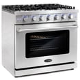 thumbnail image 6 of Cosmo 36 in. 6.0 cu. ft. Gas Range, 6 Burners, Convection Oven, Knob LEDs, Stainless Steel, Matte Black Handle Knob Kit, 6 of 7