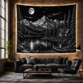 thumbnail image 6 of Mountain Lake Monochromatic with Nocturnal Wilderness Lined, Mystical Fantasy for Space Lovers, Wall Decor, Housewarming Gift, Tapestry Wall Hanging for Dorm and Living Room, 6 of 7