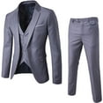 thumbnail image 1 of Conjunto de traje ajustado de 3 uds para hombre, chaqueta sólida con un botón, chaleco, pantalones, conjunto de negocios, 1 of 4