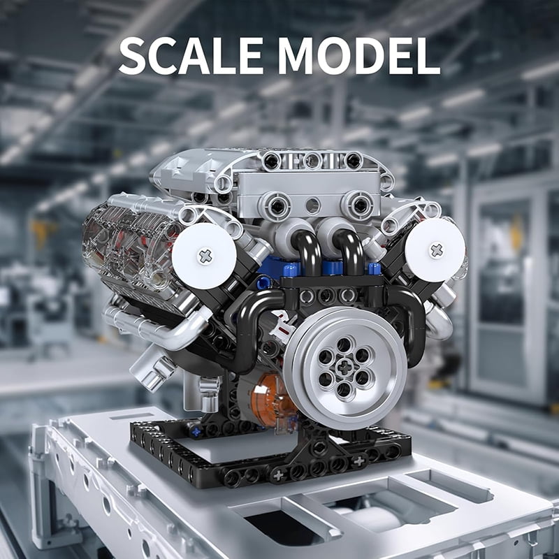 SNOWEAGLE Mould King V8 Engine Building Blocks Sets, MOC Scale Model Kit with Battery and Motor, Collectible Set for Adults, Handmade Set of Building Blocks,Construction Toys (535 Pcs)