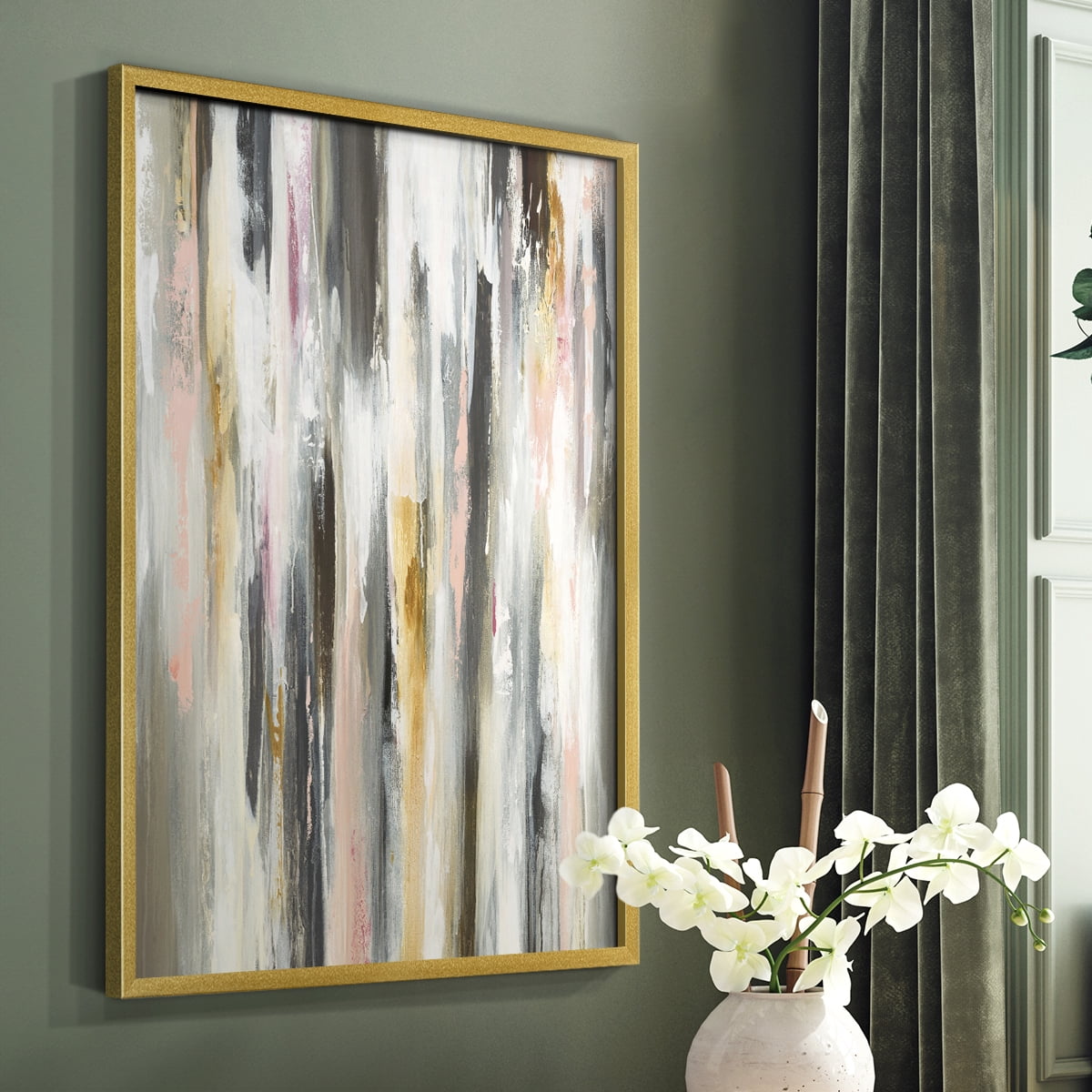 Color Ripple II Framed Print in Gold Solid Wood Framed Print No Nail Hanging