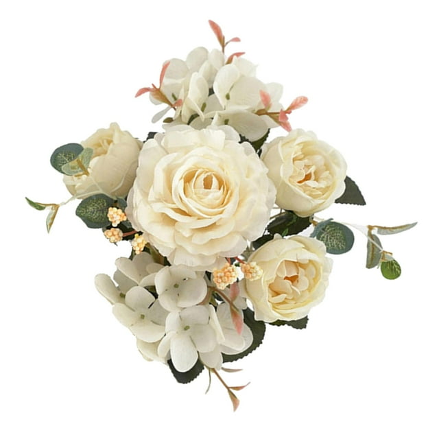 Flores artificiales para jarrón Arreglo floral Nupcial Sosteniendo Flores Tirando Ramo Ramo de boda para año Nuevo Graduación Decoración Regalo Blanco Colco Ramo de novia