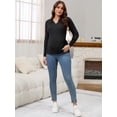 thumbnail image 3 of DARING DIVA Women's Maternity Sweater Ribbed Pullover Polo Sweater S Black, 3 of 8