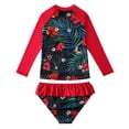 thumbnail image 2 of Uccdo Little Girls Rash Guard Two-Piece Swimsuit Bathing Suit Kids Long Sleeve Swimwear 2-10Y, 2 of 8