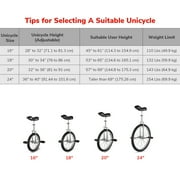 Yescom 24 In Wheel Outdoor Unicycle Adjustable Seat Anti-Skid Pedal Circus Bike for Adults Teenagers Kids, Red